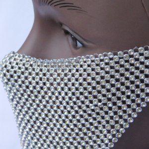 Silver Bling Triangle Face Mask/Wedding/Party